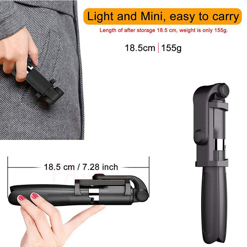 Bluetooth Selfie Stick & Phone Tripod Stand for iPhone & Android
