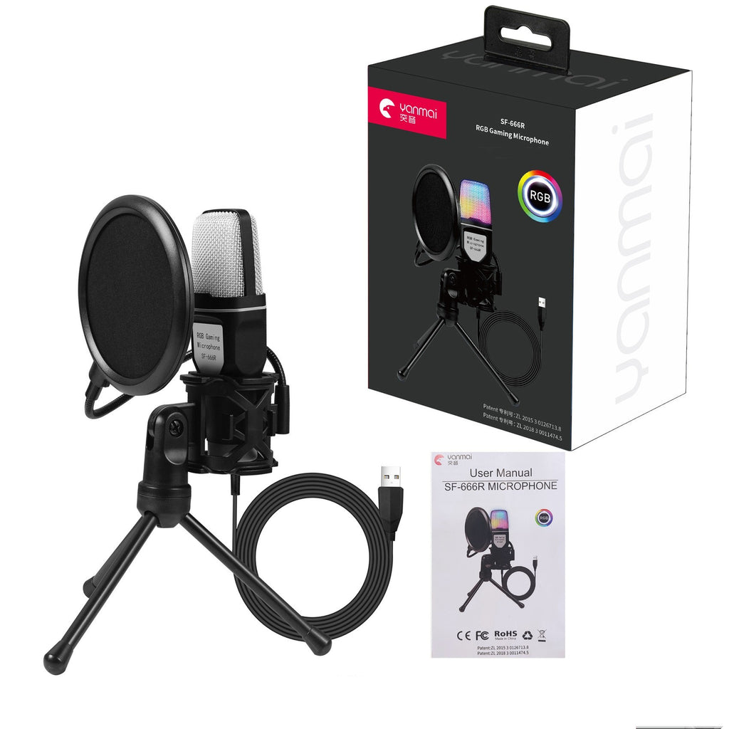 USB Gaming Microphone with Stand for Streaming & Podcasting