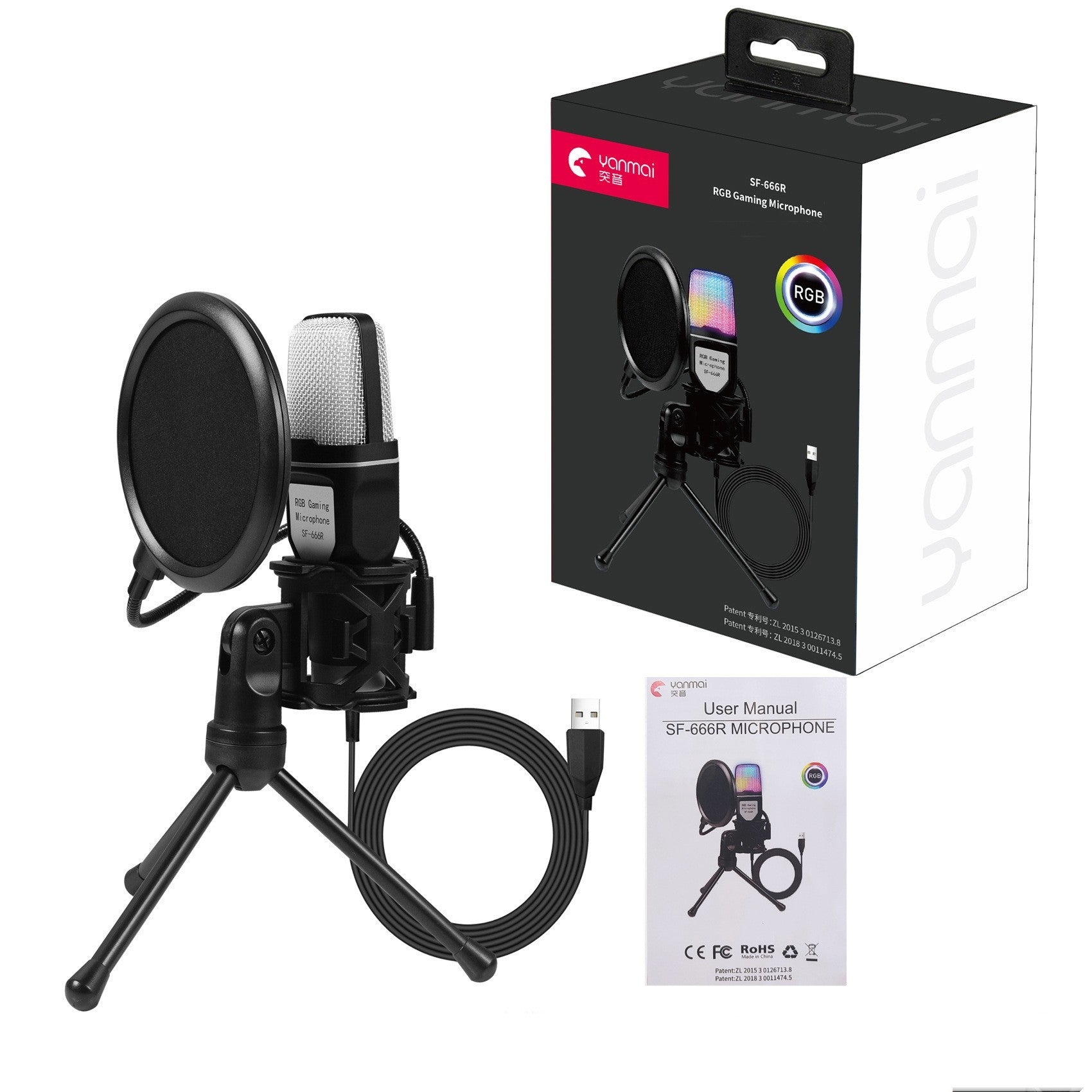 USB Gaming Microphone with Stand for Streaming & Podcasting